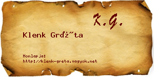 Klenk Gréta névjegykártya
